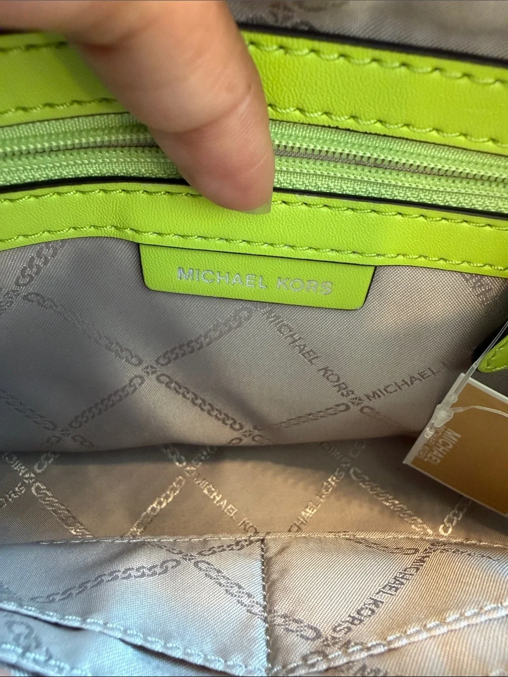 NWT Michael Kors Lime Green MK Logo Crossbody Bag